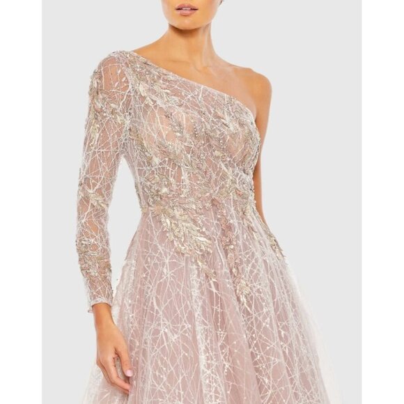 Mac Duggal Size 20 Pink 20232 Embroidered One Shoulder Ball Gown Formal Dress - Picture 2 of 11